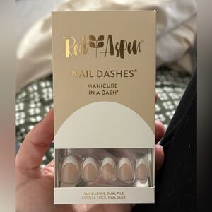 Red Aspen Nail Dashes - Nude Press-On Nails